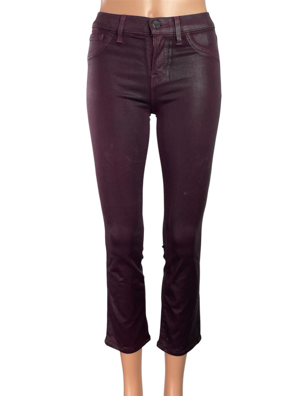 J Brand Maria Purple Faux Leather Metallic Skinny Leg Jeans Trousers Pants Sz S